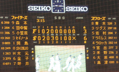 6対3でヤクルトの勝ちッ!