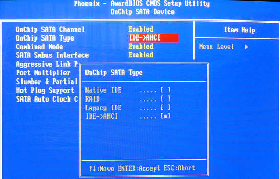 BIOSでAHCIに設定